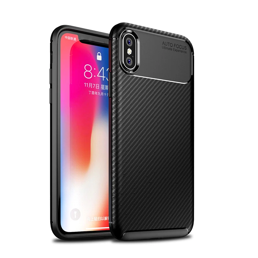 Чехол из углеродного волокна для iPhone X XR XS Max 8 7 6 6S Plus силиконовый чехол роскошный