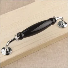 160mm modern simple fashion furniture handles silver kitchen cabinet drawer handle 6 3 black ceramic dresser
