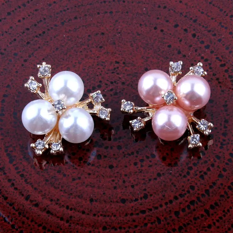30PC 20mm Handmade Vintage Metal Decorative Buttons Crystal Pearl Flower Center Alloy Flatback Rhinestone Craft Supplies | Дом и сад
