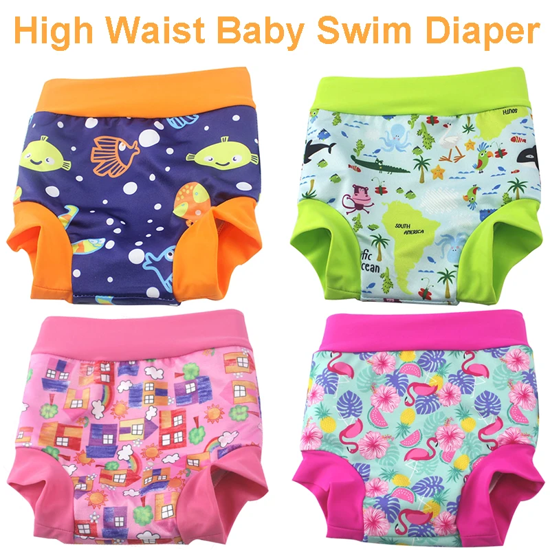 Couche-culotte en tissu pour bébé | Culottes imprimées réutilisables, taille haute, couches lavables pour nourrissons, pantalon de piscine, couche-culotte de bain pour bébé