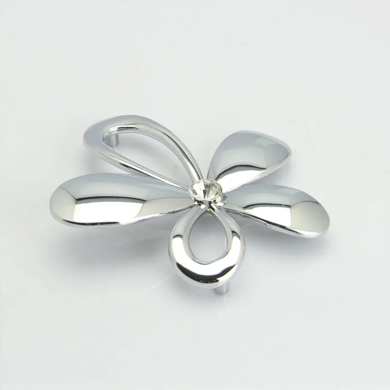 Silver Glass Drawer Pulls Crystal Cabinet Door Handle Rhinestone