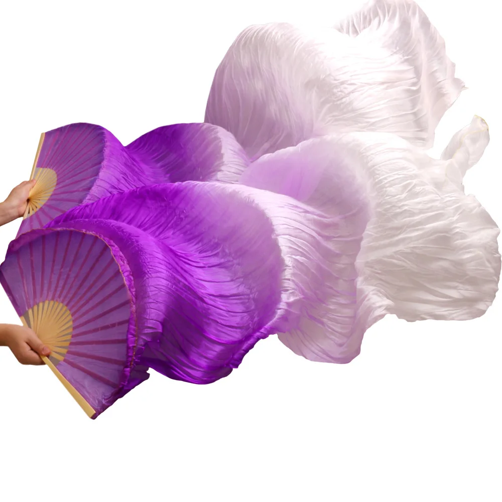 2018 New Arrivals High Quality Chinese Silk Fans 1 Pair Handmade Silk Belly Dance FansPurple+Light purple+White Colors 180*90 cm 2018 New Arrivals High Quality Chinese Silk Fans 1 Pair Handmade Silk Belly Dance FansPurple+Light purple+White Colors 180*90 cm
