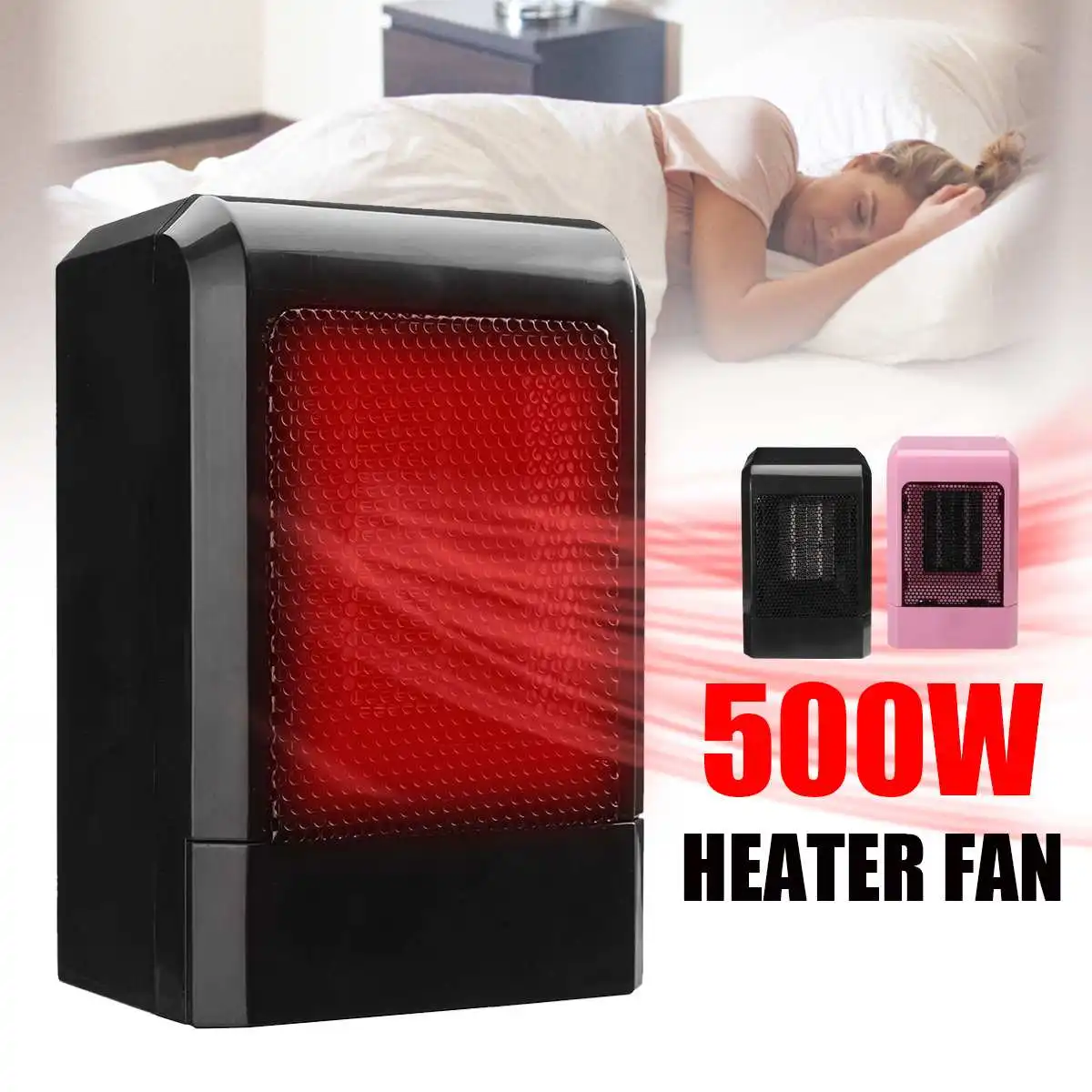 

220V 500W Portable Electric Mini Fan Space Heater US Plug Winter Warm Home Office Desk Air Conditioner Winter Indoor Heating