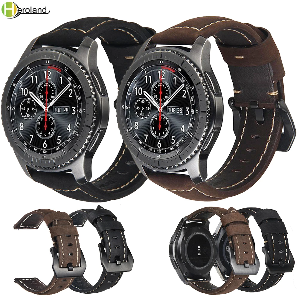 20 мм 22 кожаный ремешок для часов Samsung Gear S3 Classic Frontier S2 sport Galaxy 42/46 active huawei gt 2