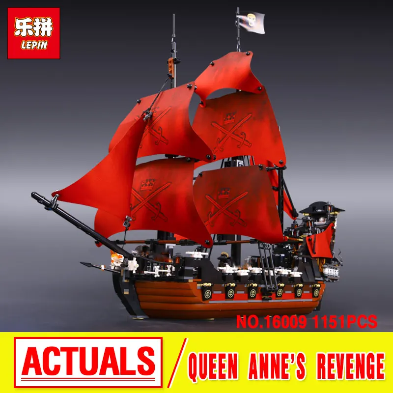 

LEPIN 16009 Movie Series Queen Anne's revenge Pirates of the Caribbean Building Block Set Compatible with 4195 Educational Toy