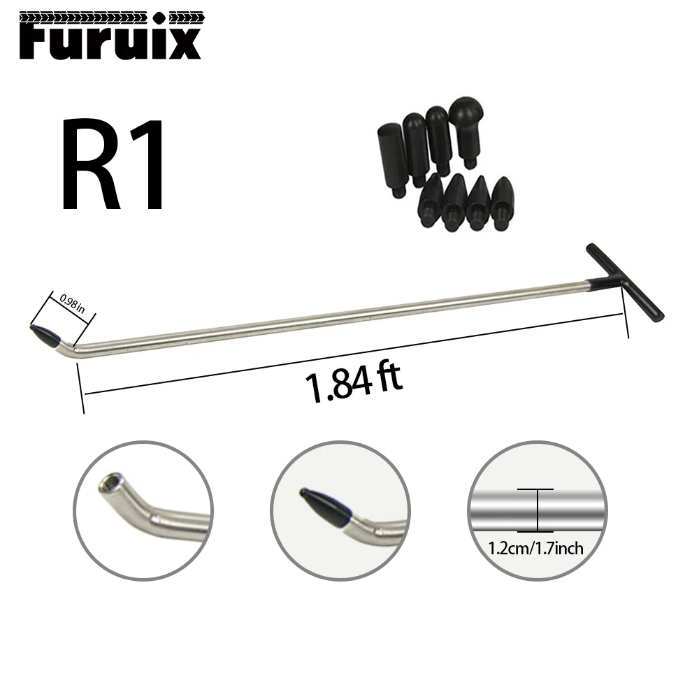 FURUIX 1pc Newly Design Rods Tools Hook Tools Push Rod with 8 pcs tap down heads (R1)