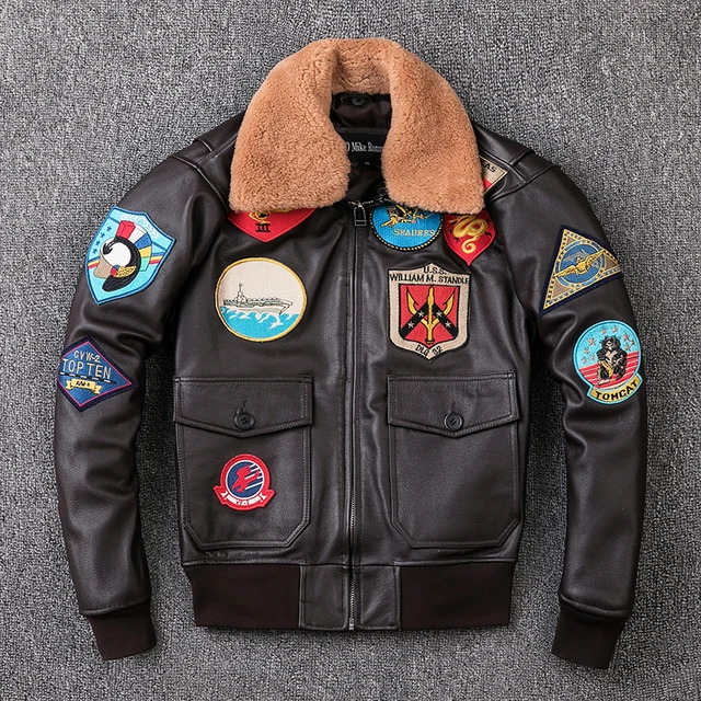 2018 Brown Men TOP GUN pilot Kurtka skórzana wełna kołnierz plus rozmiar XXXL oryginalna skóra bydlęca zima rosyjski Aviator płaszcz Darmowa wysyłka tanie tanio Mężczyzn Skórzane zamszowe Kołnierz skrętu Na MAXMACCONE Poliester Wojskowych Appliques zamki błyskawiczne kieszenie 2018 Brown Men TOP GUN pilot Kurtka skórzana wełna kołnierz plus rozmiar XXXL oryginalna skóra bydlęca zima rosyjski Aviator płaszcz Darmowa wysyłka tanie tanio Mężczyzn Skórzane zamszowe Kołnierz skrętu Na MAXMACCONE Poliester Wojskowych Appliques zamki błyskawiczne kieszenie