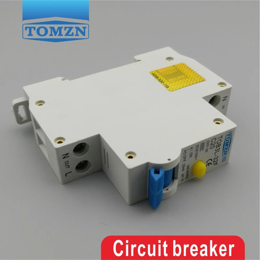 TOB3L-32F 18 мм RCBO 20A 1P+ N 6KA УЗО с защитой от перегрузки по току и утечки