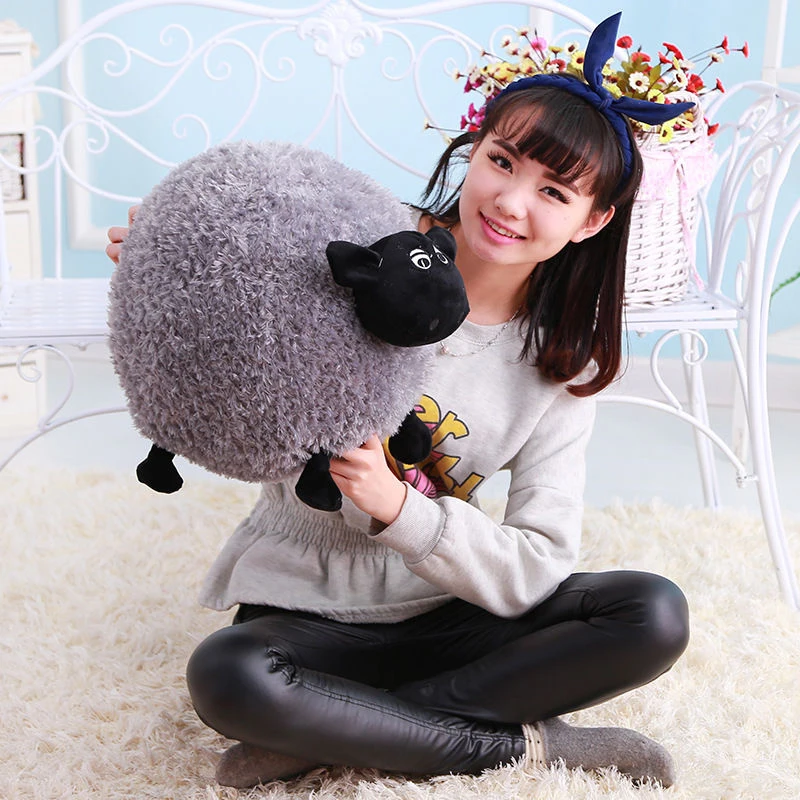 1x 20/30cm Funny Cute Sheep Pillow Cushion Plush Toys Soft Comfort Cushion Stuffed Dolls Baby Kids Cartoon Gift White/Gray