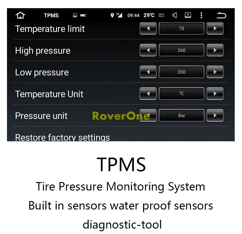 Диагностический инструмент RoverOne TPMS для автомобильных шин, поддержка бара и PSI с мини-внутренним датчиком, авто и эксклюзивный для наших автомагнитол