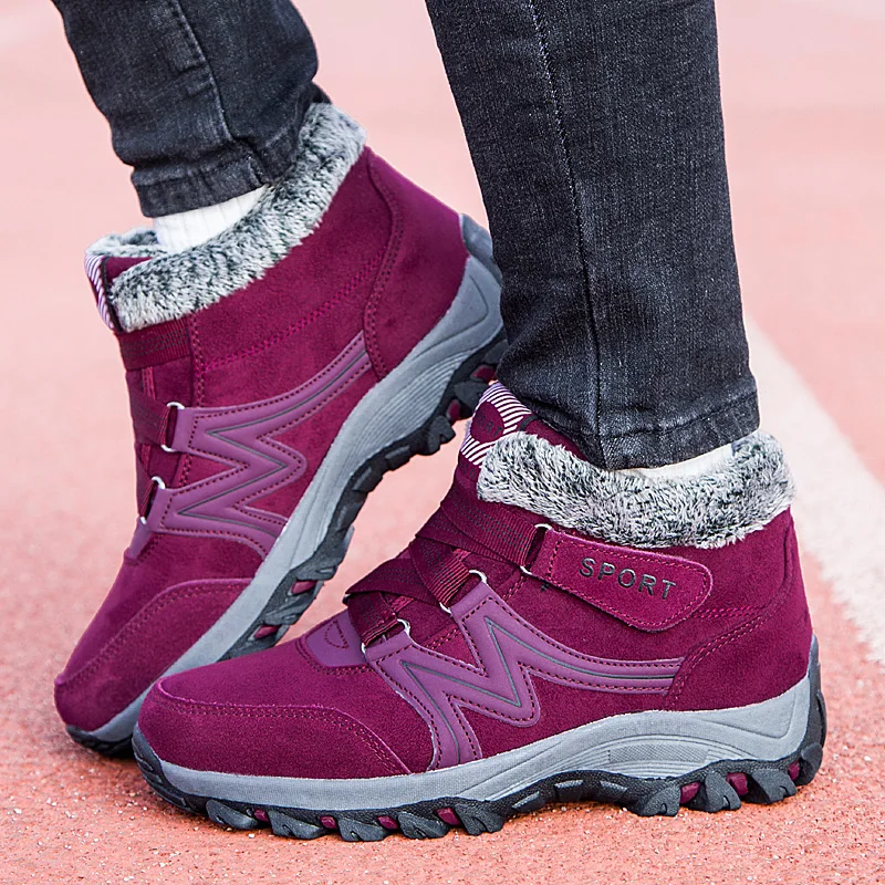 

Quality Snow Boots Women Warm Plush Winter Shoes Flat Heels Ankle Boots 2019 Brand Female Casual Lace Up Sneakers Suede Shoes