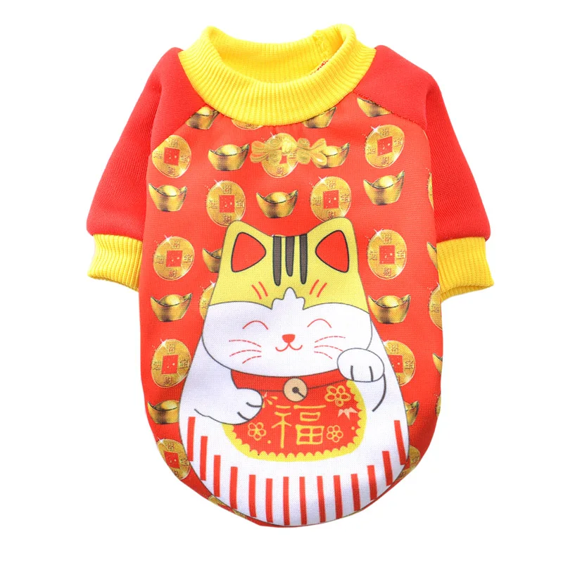 

New Year Pet Cat Clothes for Cats Winter Warm Kitten Coat Jacket Christmas Lucky Cat Costume Kitty Clothing Outfit Pets Products
