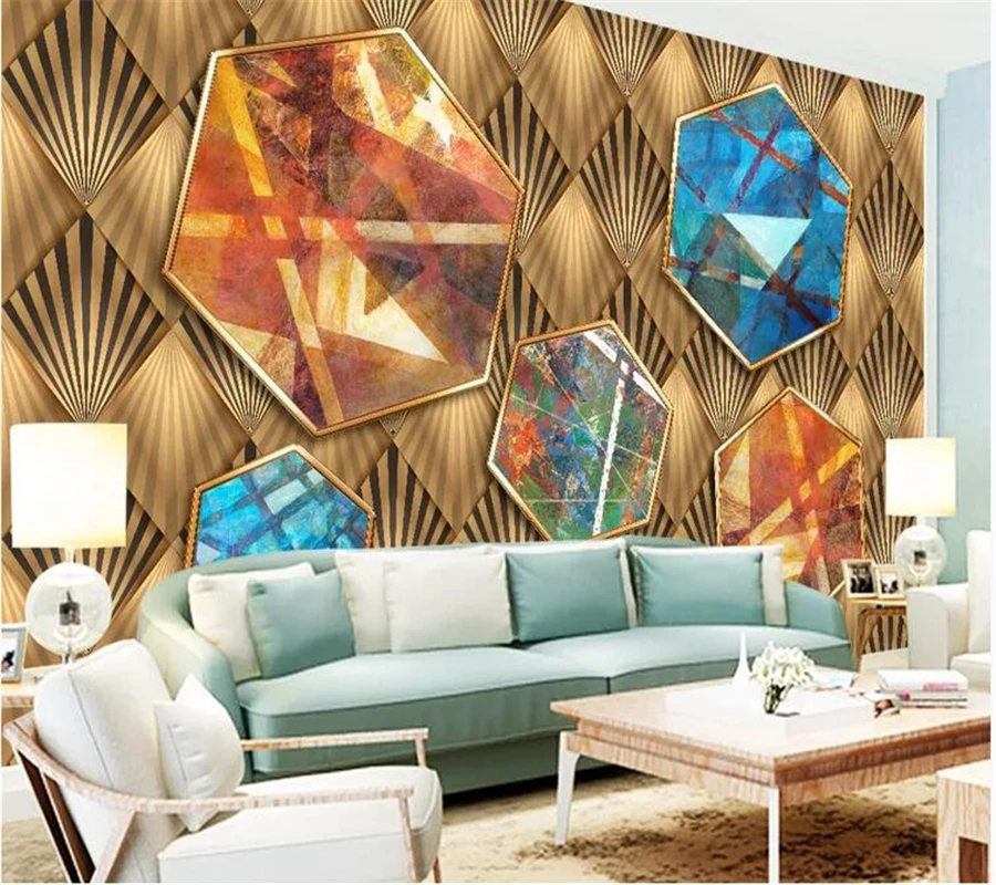 

beibehang Custom wallpaper papel de parede Geometric abstract oil painting 3D embossed background wall papier peint behang