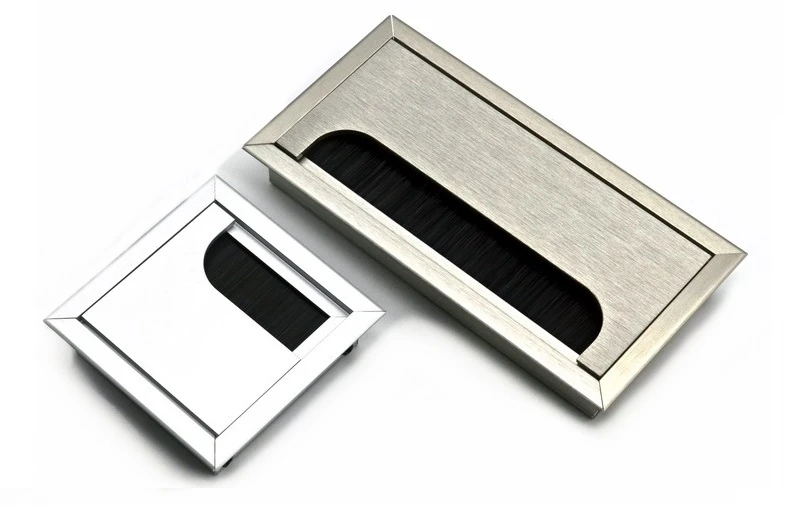 80mm wide 100mm wide Aluminum Grommet Cable Box Square Cable Hole Cover for Computer Desk office desk 4