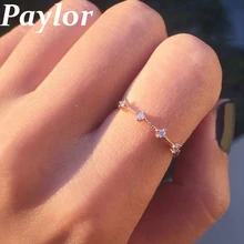 Paylor, новинка, модные простые кольца с кристаллами для женщин, золото/серебро, женские кольца, вечерние, свадебные ювелирные изделия