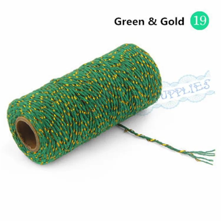 Free Shipping 10pcs GOLD GREEN BAKER TWINE Metallic Gold & Green Two