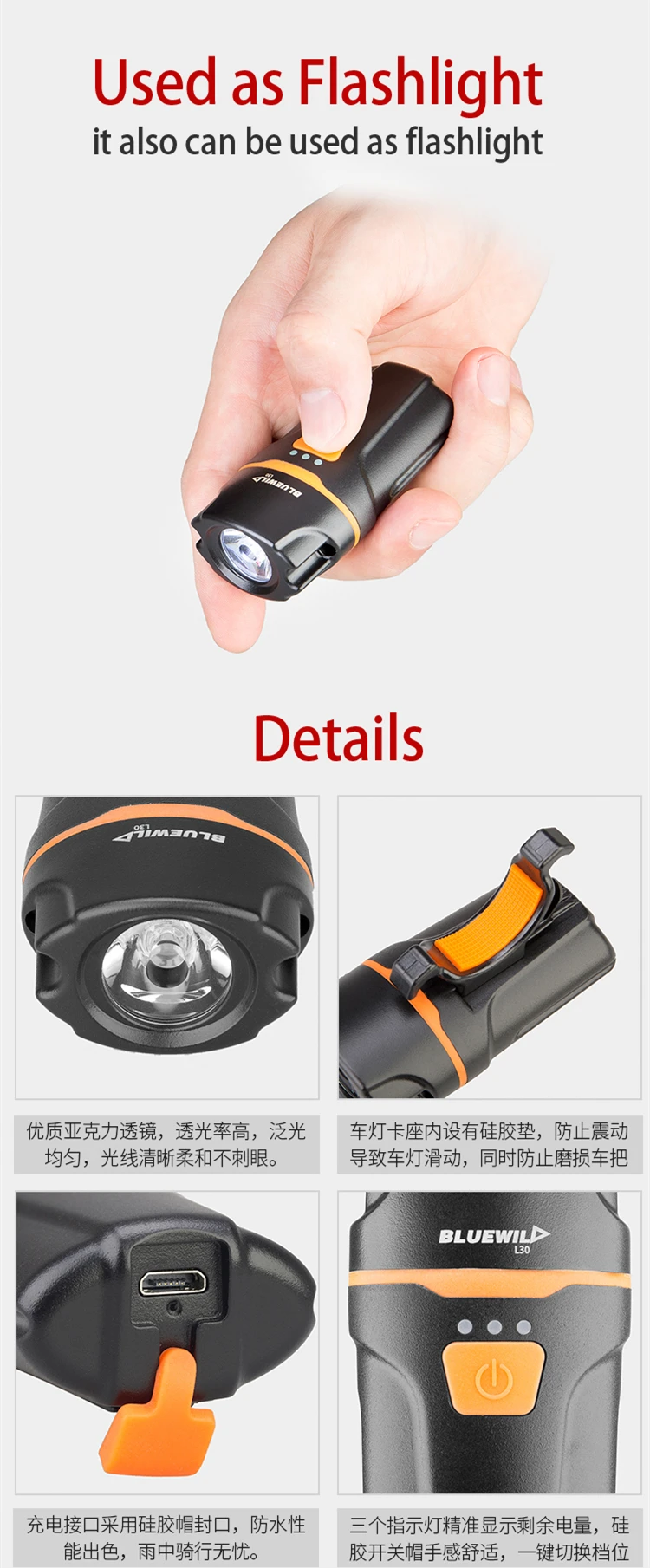 Top New Original BLUEWILD L30 Bicycle Front Lights USB Rechargeable Bike Lamp Flashlight IPX6 Waterproof Mini Cycling Bike LED Light 5 Top New Original BLUEWILD L30 Bicycle Front Lights USB Rechargeable Bike Lamp Flashlight IPX6 Waterproof Mini Cycling Bike LED Light 5
