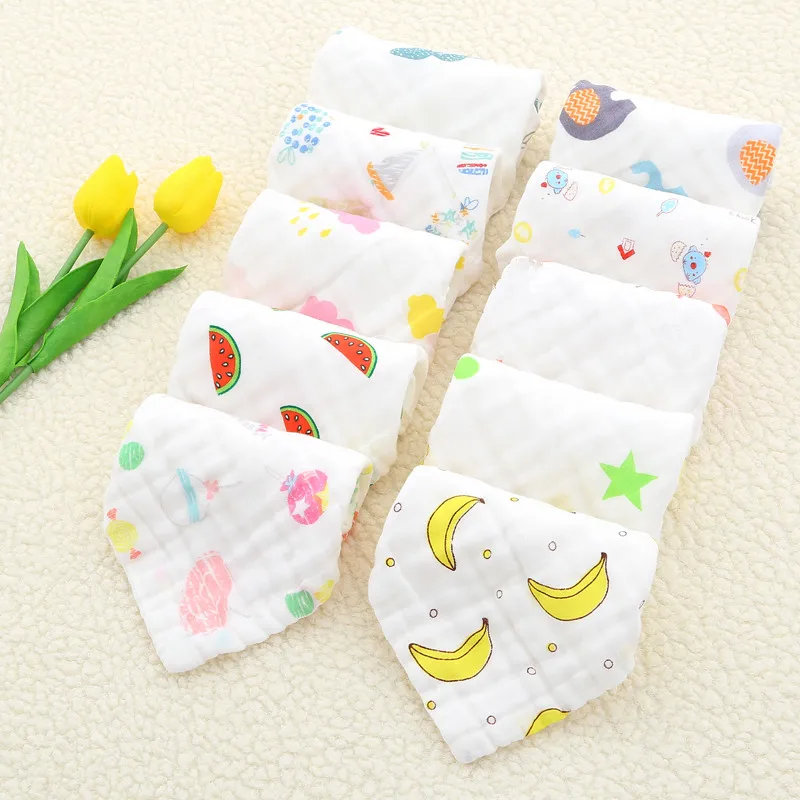 Baby Face Towel 25x25cm 6 Layers Muslin Cotton Soft Baby Towels Handkerchief Bathing Feeding Face Washcloth Wipe Burp Cloths