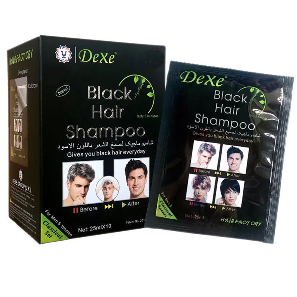 Шампунь для темных волос 10 шт. белые волосы в черный мгновенный краска для волос натуральный черный крем для укладки для мужчин и женщин Уход за волосами