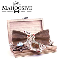 Черный орех 3D деревянные галстуки-бабочки для Для мужчин галстук дерево с бантом Ручной Работы Бабочка дерево галстук-бабочку Gravata подарок запонки платок рубашка женская