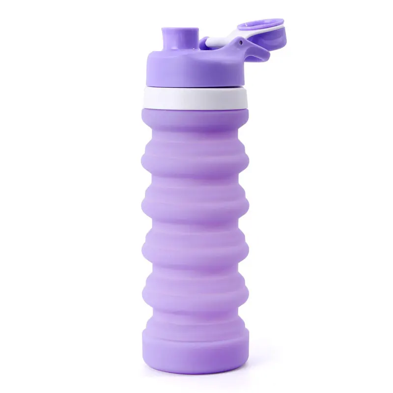 Креативная портативная спиральная складная бутылка для воды, складной инструмент для путешествий, складные спортивные силиконовые бутылки Botellas - Цвет: Фиолетовый