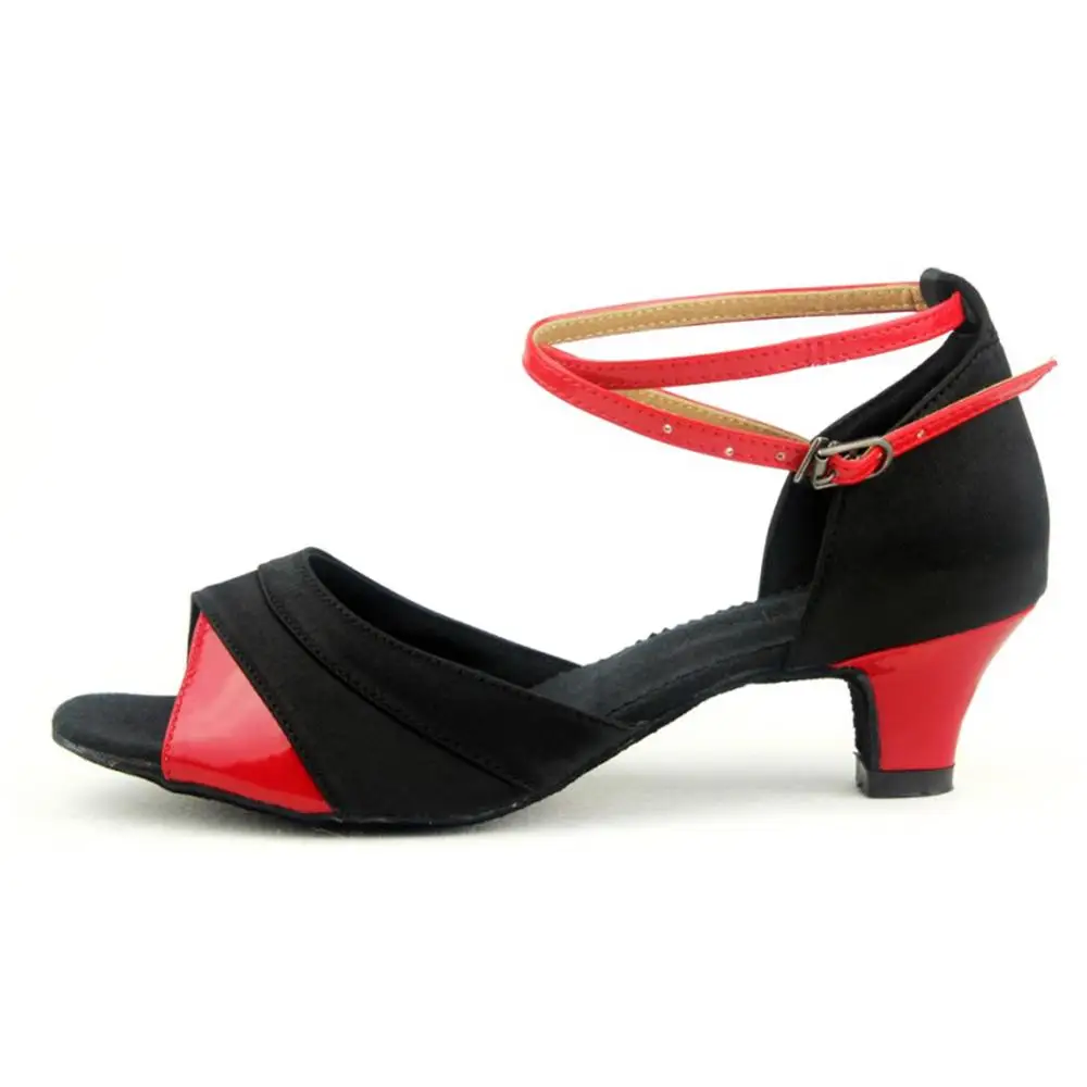 Детская танцевальная обувь для бальных танцев, латинских танцев, танго, распродажа, танцевальная обувь на каблуке, танцевальная обувь, рекламные цвета, Каблук 3,5 см - Цвет: Redheel