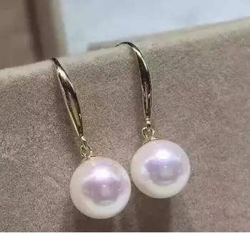 

free shipping luxury Noble jewelrynew AAAcharming pair of 11-12mm south sea round white pearl damgle earring