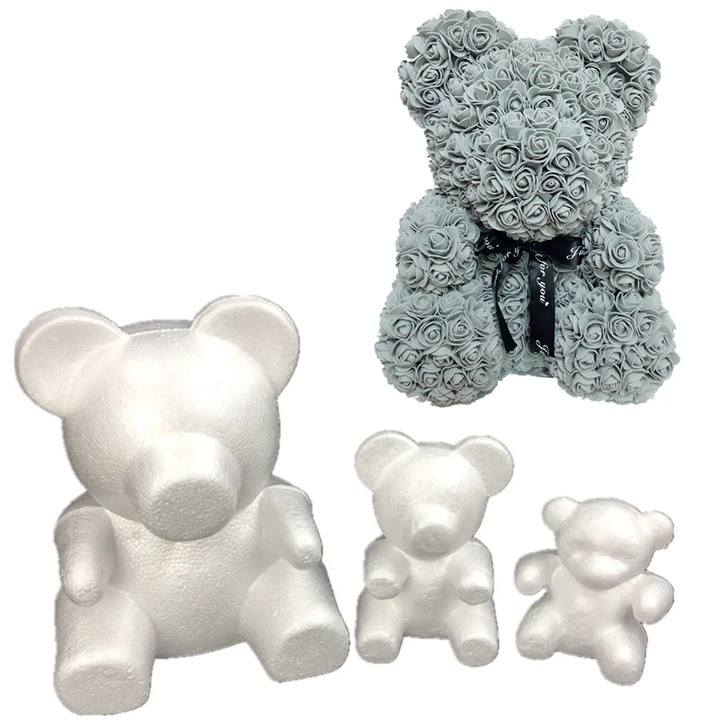 

1Psc of Diy Styrofoam White Styrofoam Teddy Bear as a Wedding Decoration For the Valentine's Day Birthday Party Flower Rose