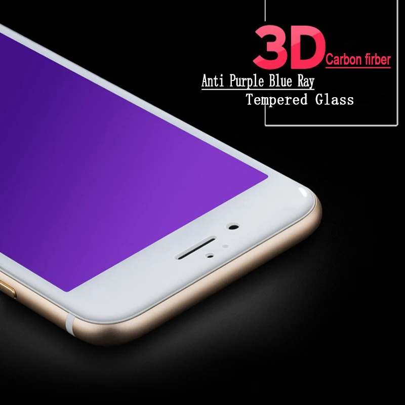50 шт. 0 3 мм углеродное волокно Anti purple blue ray 3D полное покрытие закаленное стекло