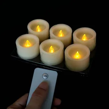 

SET OF 6 Remote controlled Flameless LED Candle Flickering Flame Battery Operate Tealight w/controller Xmas Wedding decor-AMBER