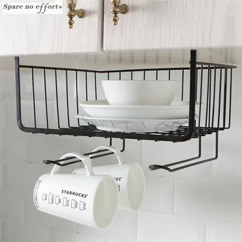 

Kitchen Accessories Iron Cabinet Racks Table Hanging Basket Wardrobe Storage Rack Cupboard Management Holder Sponge Holder