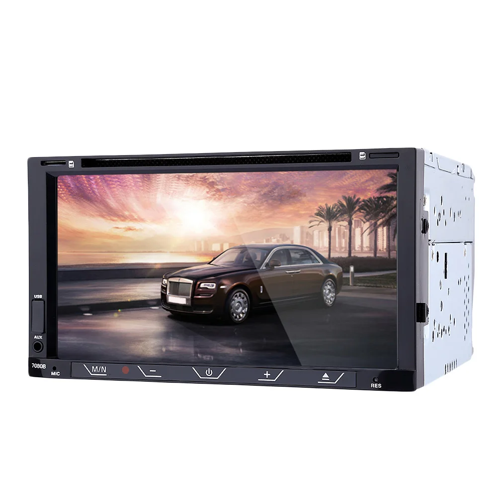 

7080B Double 2 Din 7 Inch 1080P HD Touch Screen Car Player Audio Stereo DVD Bluetooth Charger FM MP3 MP4 USB 12V