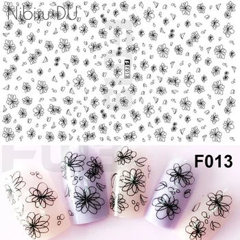 

1 Sheets Sketch Flower Elegant Adhesive Craft Nail Sticker Flower DIY Manicure Slider 3D Nail Art Tips Decorations Decals