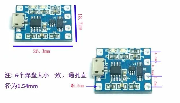 5 шт. Micro USB 5 В 1A 18650 TP4056 литиевых Батарея Зарядное устройство модуль зарядки доска с защитой двойной функции 1A литий-ионный