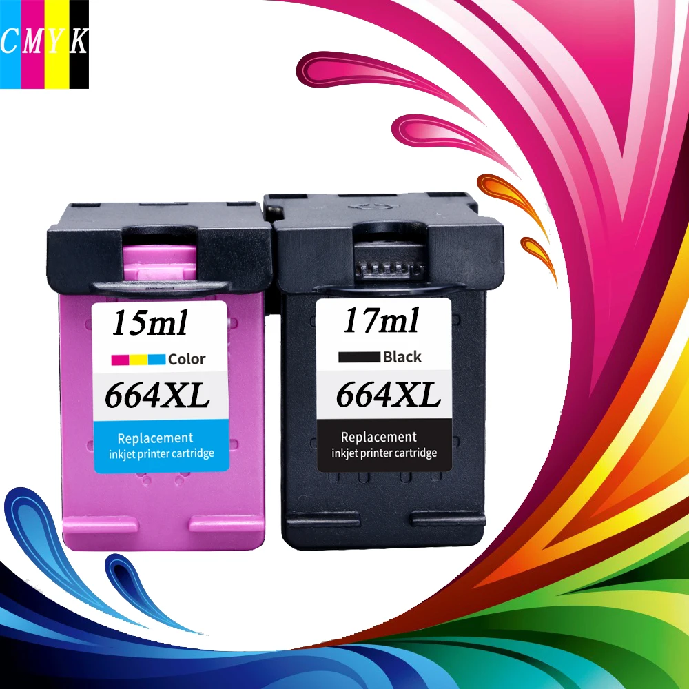 Hisaint Hot 2 Pcs Ink Cartridge For HP 664 Black & Tri color For HP DeskJet 1115 2135 3635 1118