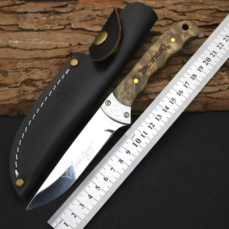 Survival Knife Browning Fixed 5CR15MOV Steel Blade With Leather Sheath Huntting Tactical Knives Camping Outdoor Tools 118 | Ручные