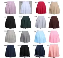 2017 High Waist Pleated Skirt Anime Cosplay School Uniform Student Girl Pleated Skirt for Girl drawstring waist pleated skirt