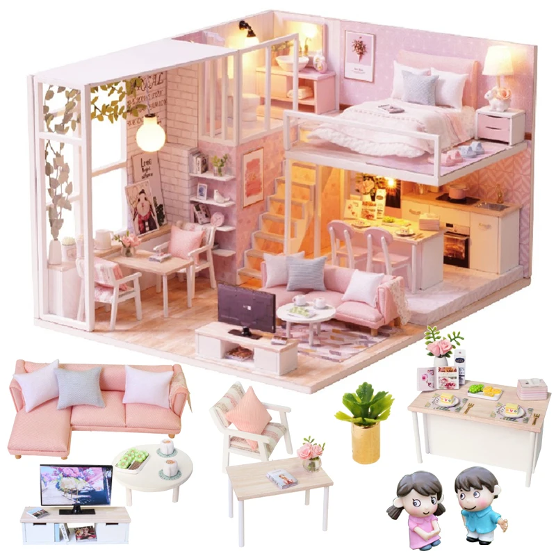 

Cutebee Doll House Furniture Miniature Dollhouse DIY Miniature House Room Box Theatre Toys for Children stickers DIY Dollhouse F