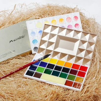 

25 Colors Watercolor Paint Solid Colors Artist Watercolor Paints Portable Gold Metal Case for Professional Art Supplies