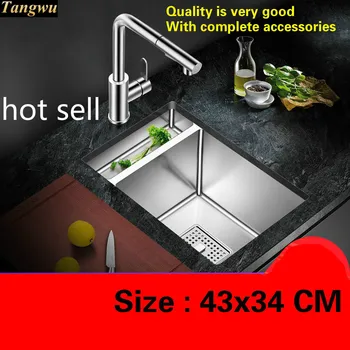 Price Free Shipping Household 304 Food-grade Stainless Steel Luxury Kitchen Manual Sink Single Trough Durable Hot Sell 430x340 MM