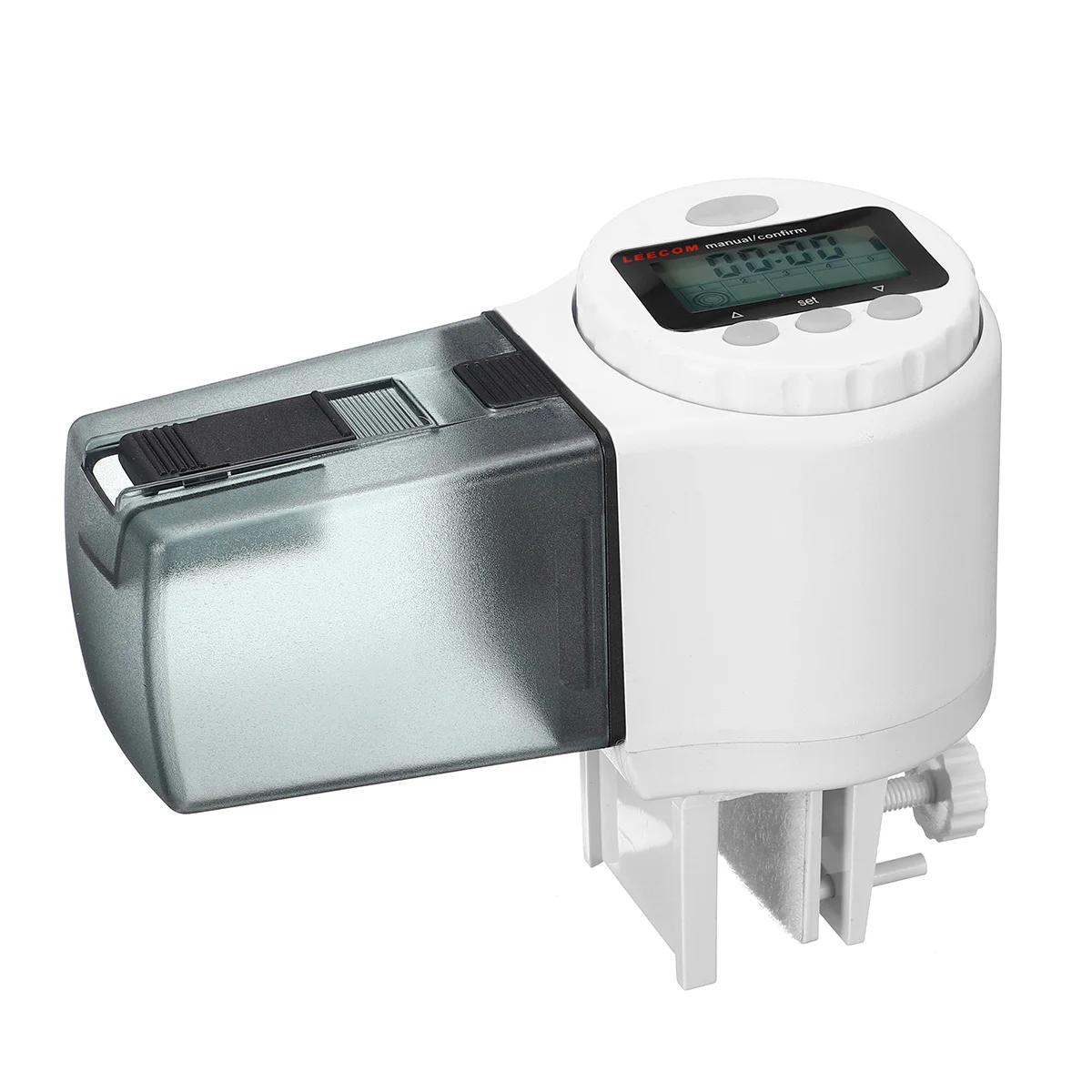 Белый Автоматический LCD Дисплей таймер для Кормления Рыбы Кормление распределитель Регулируемый автоматическая подача Портативный ABS дома аквариумных резервуарах Еда кормушки - Цвет: Белый