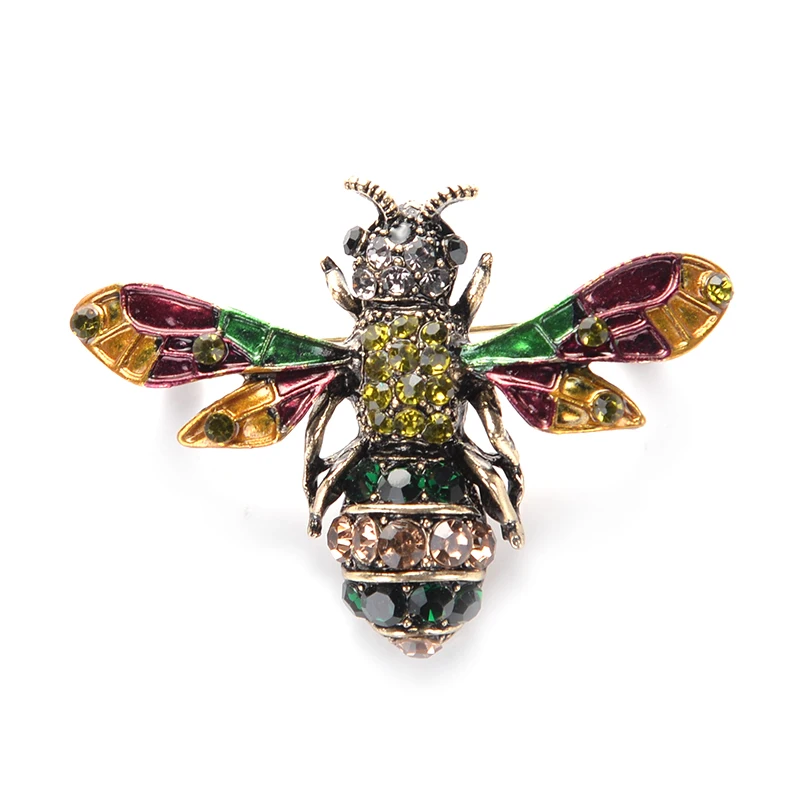 

EASYA Unique Honey Bee Brooch Pins Jewelry Cute Enamel Crystal Insect Brooches For Women Coat Accessories
