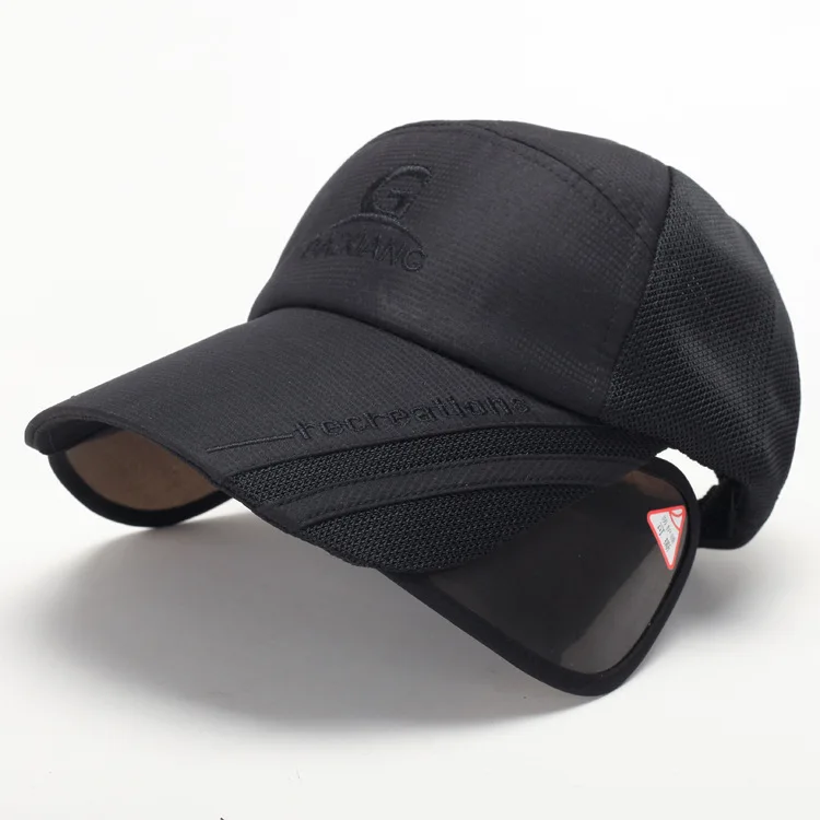 Стиль Модные летние мужские женские унисекс дышащие Масштабируемые солнцезащитные шляпы - Цвет: Black