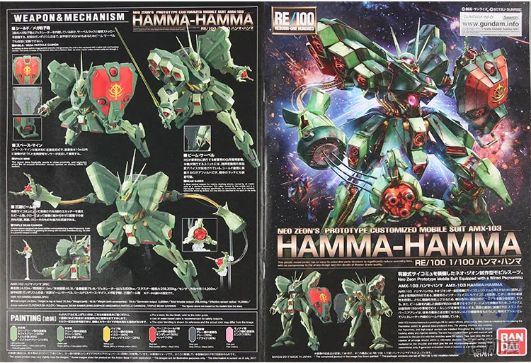 Japaness Bandai RE 1/100 Gundam HAMMA NEO ZEON Unchained мобильный костюм детские игрушки BANDAI