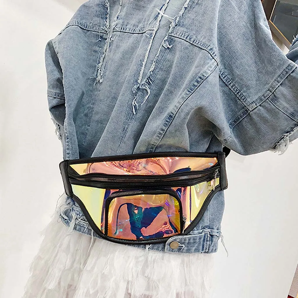

Women's Laser Chest Bag Waist Packs 2019 New Fashion Color Crossbody Bags Transparent Shoulder Bag Multifunction Handbags