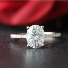 Обручальное кольцо 7x9 мм 2.00CT карат овальной огранки Твердое 14 к