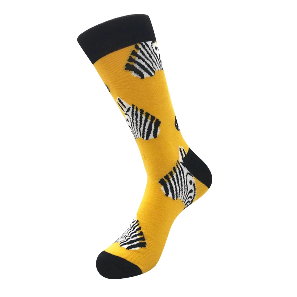 1 Pair Novelty Men’s Casual Cotton Crew Socks Stockings Brightly Colored Animal Patterns