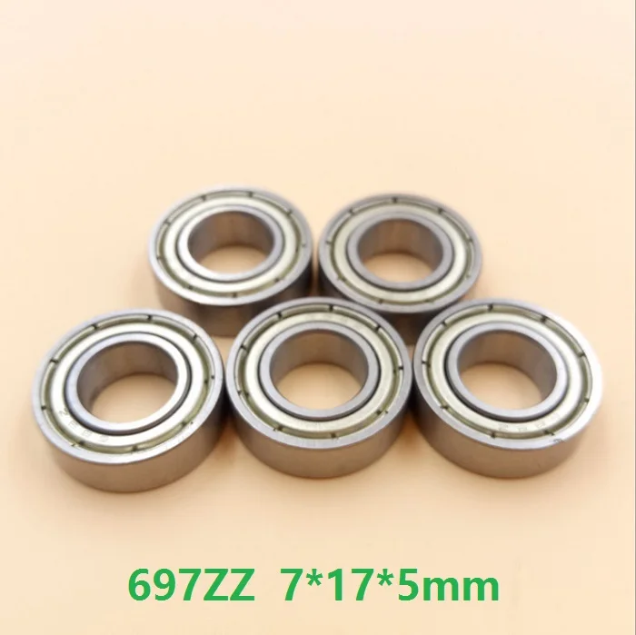 

100pcs 697ZZ 697Z 697 ZZ Z 7*17*5mm shielded deep groove ball bearings Miniature Mini bearing 7x17x5 mm