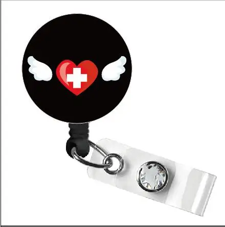 Kawaii Cute Doctor id badge reel& Red Love Heart Nurse Lanyard Reel Badge ID Card Holder 10pcs/lot