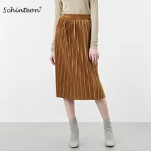 Высокое качество Для женщин весна юбка длинные бархатные эластичный пояс плиссированные элегантные юбки Верблюд черный Быстрая
